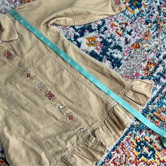 Vintage OskKosh Corduroy Tan Embroidered Button Up Dress - Picture 7 of 9